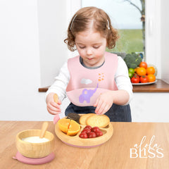 alohaBliss bamboo baby plates set bib protects clothing during messy meals