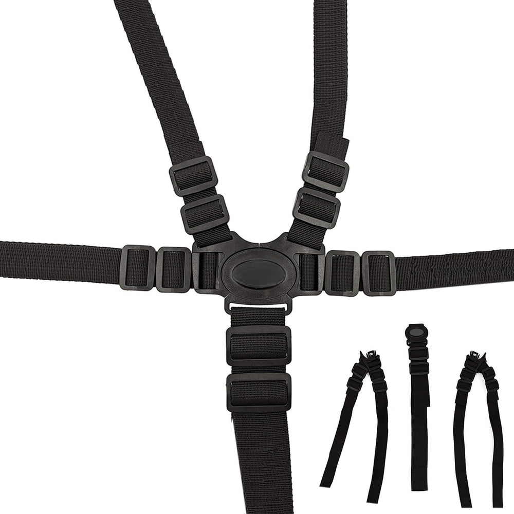 Alovexiong 5 Point Harness shoulder straps close-up showing sturdy buckles for secure baby safety.