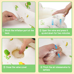 Aloxina baby seat unfolded for feeding and story time, kid-friendly comfort.