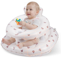 Aloxina inflatable baby seat-bear design in use for safe playtime and easy setup.