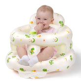 Aloxina inflatable baby seat, front view, cozy dinosaur design supports secure sitting.