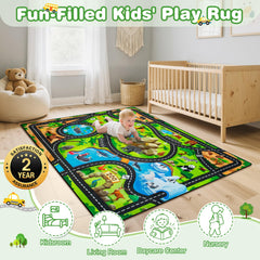 AlphabetAcre Kids Rug 5x7-foot-size fits spacious playrooms.
