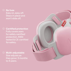 Alpine Muffy Baby Comfort worn on a baby demonstrates quick, fuss-free setup.