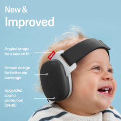 Alpine Muffy Baby Comfort ear cups reduce noise for nap-time and play.