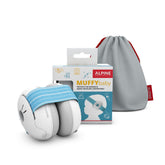 Alpine Muffy Baby Ear Protection with blue headband provides comfortable all-day wear in crowded events.