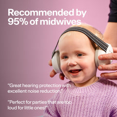 Alpine Muffy Baby hypoallergenic materials label indicating BPA-free and skin-friendly design.