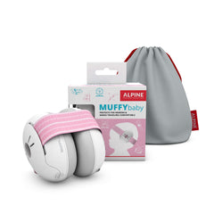 Alpine Muffy Baby pink ear protection close-up showing soft headband for gentle fit.