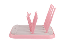 Altibrant baby bottles drying rack folding, compact travel-friendly drying solution with pink finish.