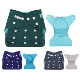 ALVA baby cloth diaper cover front view shows adjustable snap design for a secure fit.