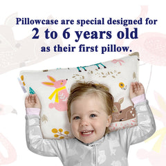 ALVABABY envelope-closure toddler pillowcase keeps pillow secure and easy to remove.