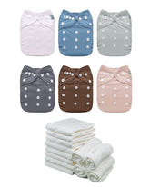 ALVABABY baby cloth diaper six-pack on display showing reusable design for eco-friendly parenting