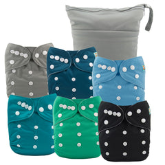 ALVABABY cloth diaper covers pack front view with adjustable size options.
