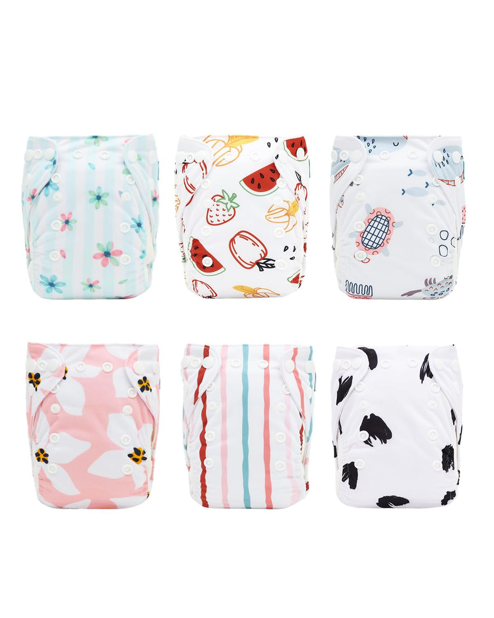 ALVABABY newborn diaper cover front view with adjustable snaps for growing babies.
