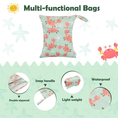 ALVABABY wet/dry bag dual-pocket open; clear wet-dry separation.