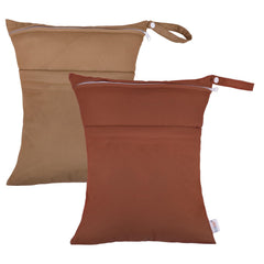 ALVABABY wet-dry bag with two zipper pockets organized for wet and dry items.