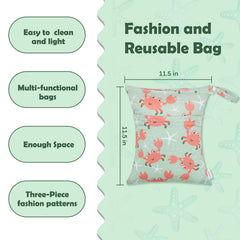 ALVABABY wet/dry bag zipper detail; secure dual pockets for wet and dry items.