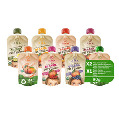 AMA TIME organic baby food pouch with apple-banana-butternut for gentle textures and convenient feeding