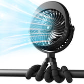 AMACOOL 4000mAh stroller fan mist-clip demonstrates travel cooling on the go.