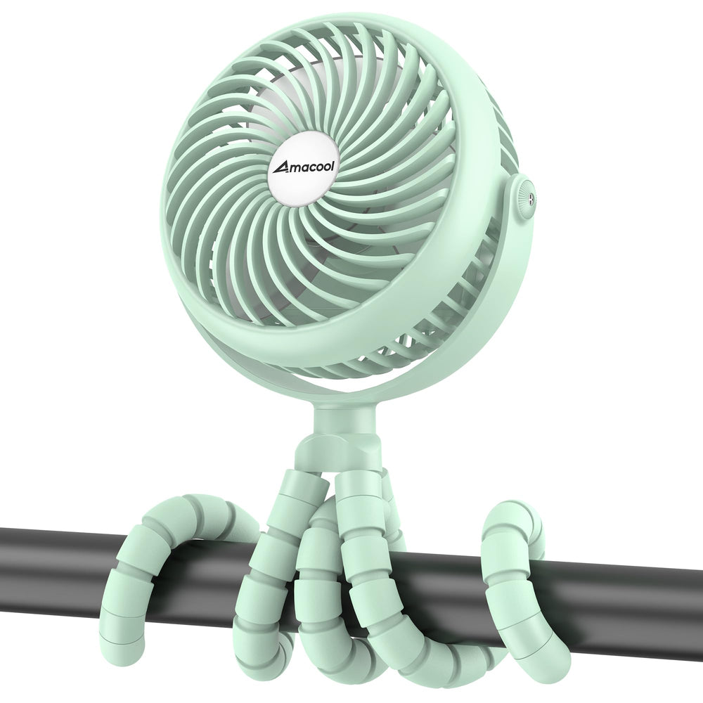AMACOOL baby stroller fan with 5000mAh battery for all-day cooling.