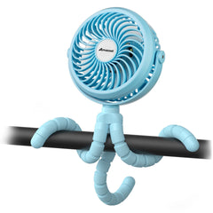 AMACOOL battery-operated stroller fan clip-on blue delivers portable cooling on the go.