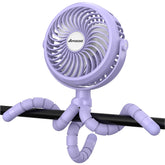 AMACOOL battery-operated stroller fan clipped on securely for a travel-ready ride.