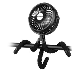 AMACOOL battery-operated stroller fan clip-on for quick, on-the-go attachment.