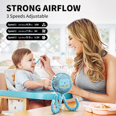 AMACOOL flexible tripod clip-on stroller fan blue for versatile mounting.