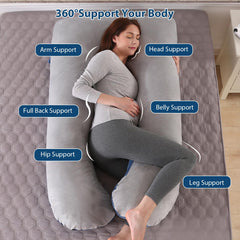 Amagoing pillow with velour removable cover for easy washing and plush feel.