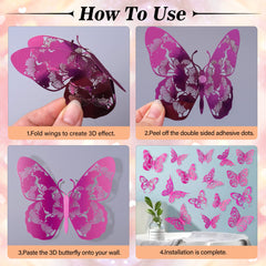 AM AMAONM 3D butterfly wall decor three sizes for flexible placement.