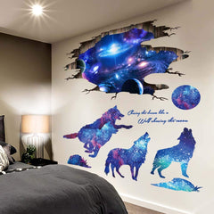 AM AMAONM wolf moon ceiling decal transforms ceiling into a magical night sky for bedtime stories.