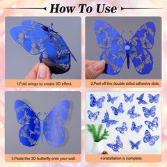 Amaonm 3D butterfly wall decor Style 3 blue brings subtle metallic sheen to walls.