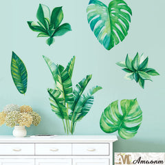 Amaonm removable 3D Nordic green plants wall decal with lush leaves for wall charm.