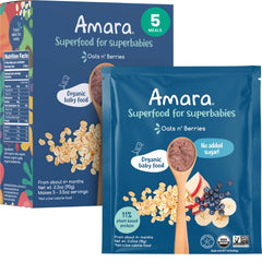 Amara organic Stage 2 oats and berries packaging front
