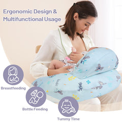 AMASKY pillow demonstrates ergonomic lifting to bring baby to ideal feeding height