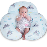 AMASKY Nursing Pillow shown supporting full-body posture for mom and baby during feeding