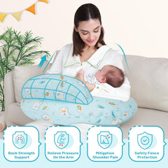 AMASKY nursing pillow plus-size-support demonstrates full-body comfort for mom