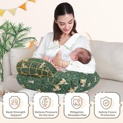 AMASKY Nursing Pillow with top fence design offers privacy during feeds.