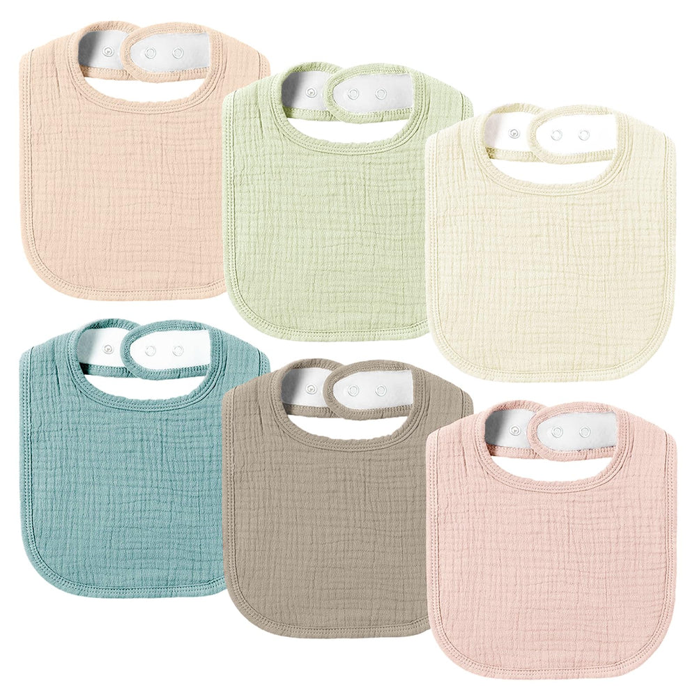 AMAWMW muslin baby bibs with soft-absorbent front keep outfits dry.