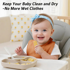 AMAWMW Muslin Bibs adjustable snaps demonstrate neck-fit versatility for newborns through 36 months.