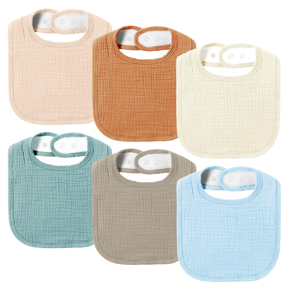 AMAWMW Muslin Bibs front view demonstrates soft cotton that helps keep outfits dry during drooling.