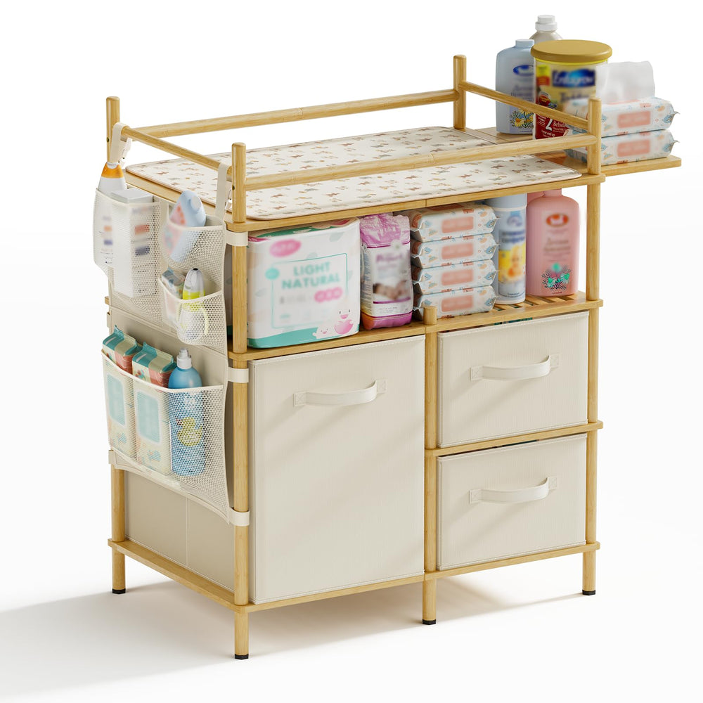 Amazer bamboo-changing-table construction highlights durable, eco-friendly nursery furniture for diaper changes