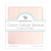 Amazing Baby cellular blanket knit closeup shows breathable cotton for cozy newborn warmth.
