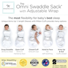 Amazing Baby Omni Swaddle Sack arms-up sleeves show versatile sleep positions.