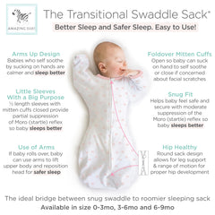 Amazing Baby Transitional Swaddle Sack foldover mitten cuffs open or closed for self-soothing.