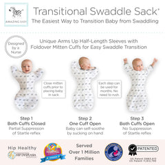 Amazing Baby Transitional Swaddle Sack two-way zipper enables easy diaper changes