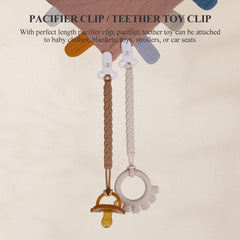 AmazingM baby-teether-clip-on-stroller shows easy clipping during outings.