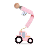 AmazingM baby tractor teether pink with textured silicone to soothe gums