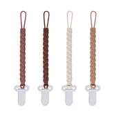 AmazingM brown-teething-clip woven design keeps pacifiers secure during outings.