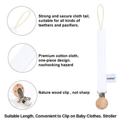 AmazingM pacifier clip holder demonstrates safe clip design for convenient on-clothes use.