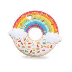 AmazingM Rainbow Donut Teether closeup—food-grade silicone for safe chewing.